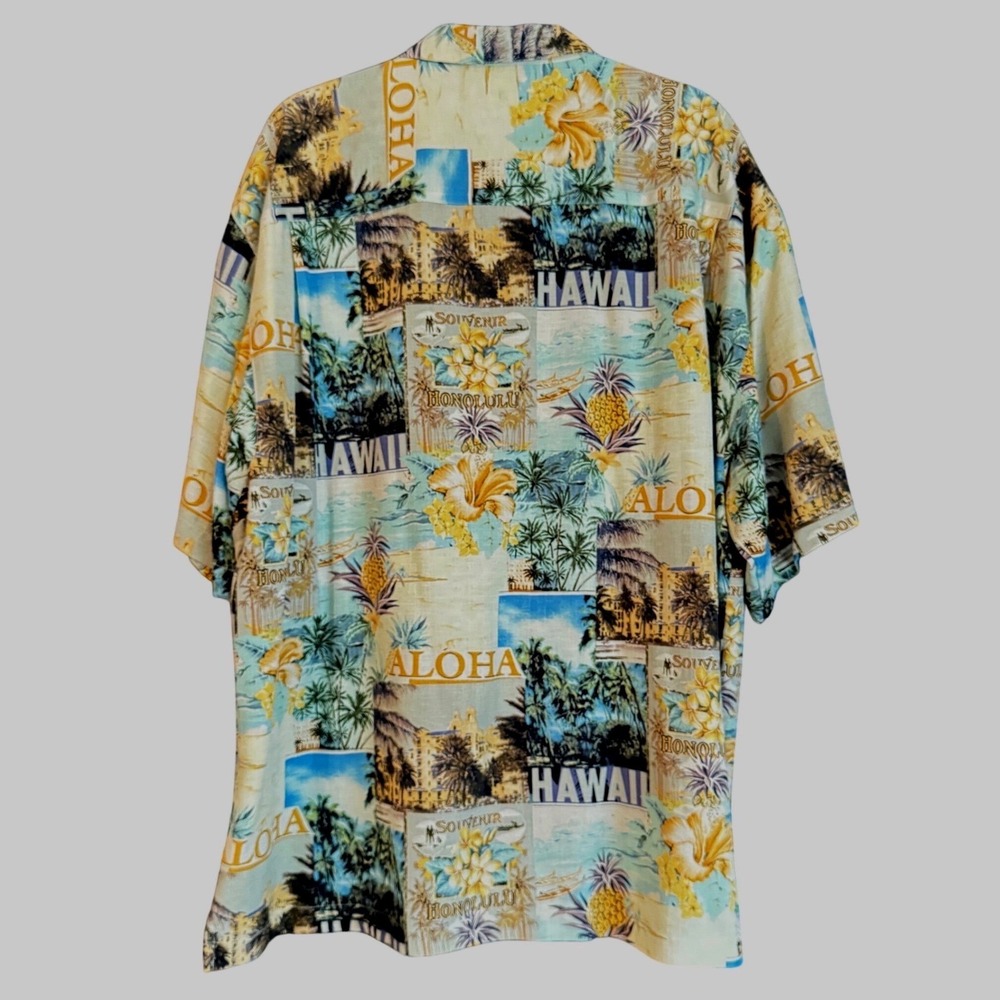 Seven Palm Silk Hawaiian Shirt XXL Aloha Honolulu Tropical Camp - Picture 3 of 14